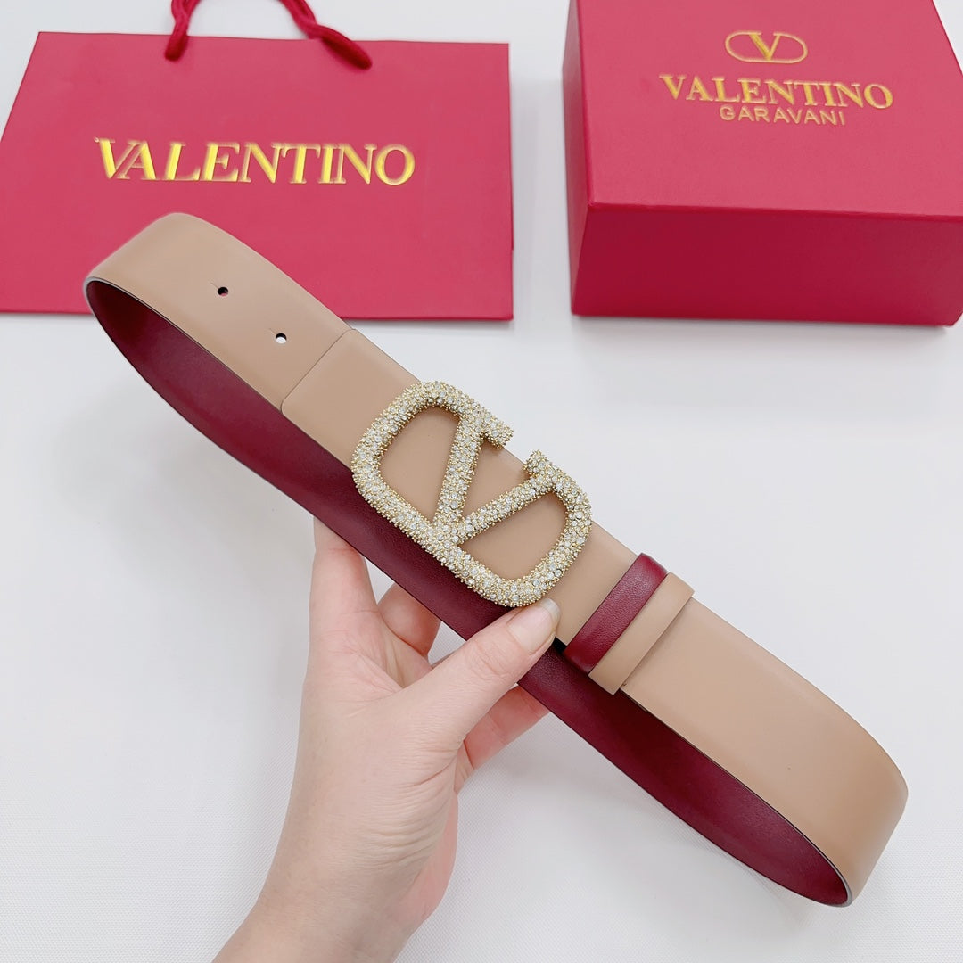 Garavani Reversible VLogo Signature Belt 40mm Beige Red Leather 127713