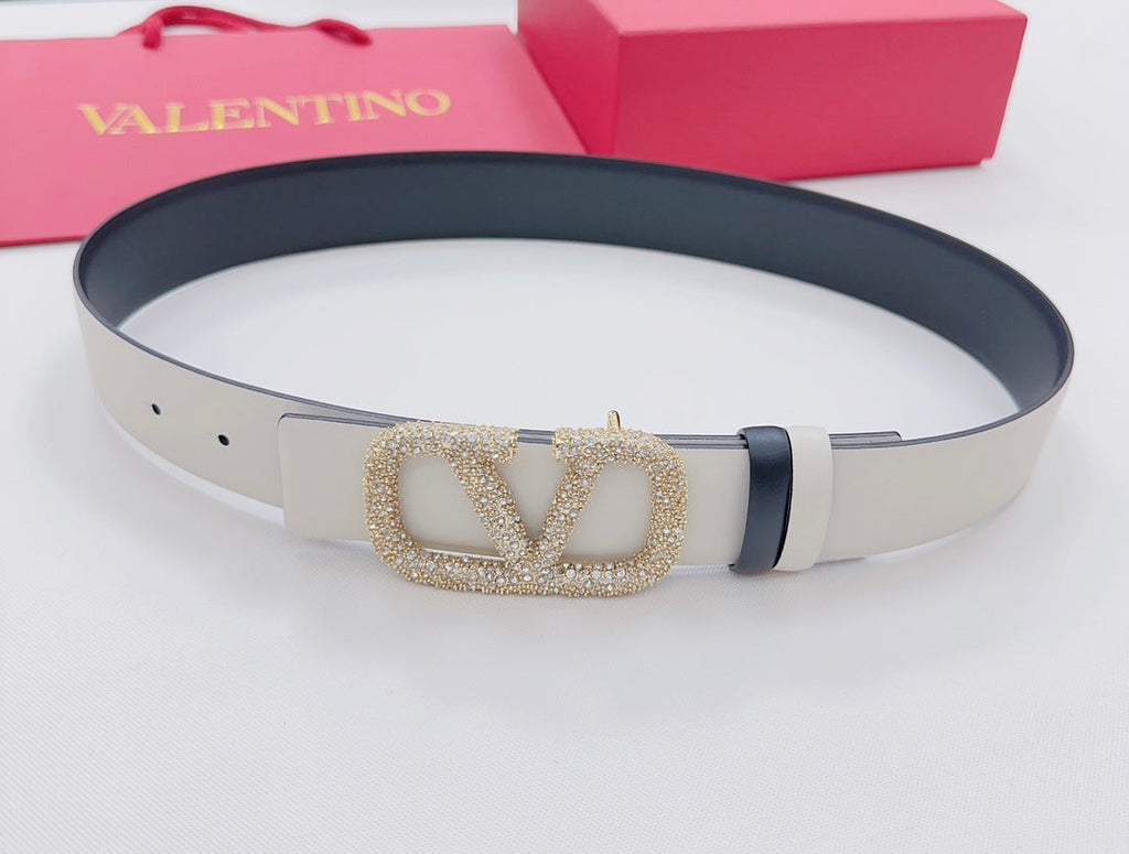 Garavani Reversible VLogo Signature Belt 40mm Light Grey Black Leather 200705