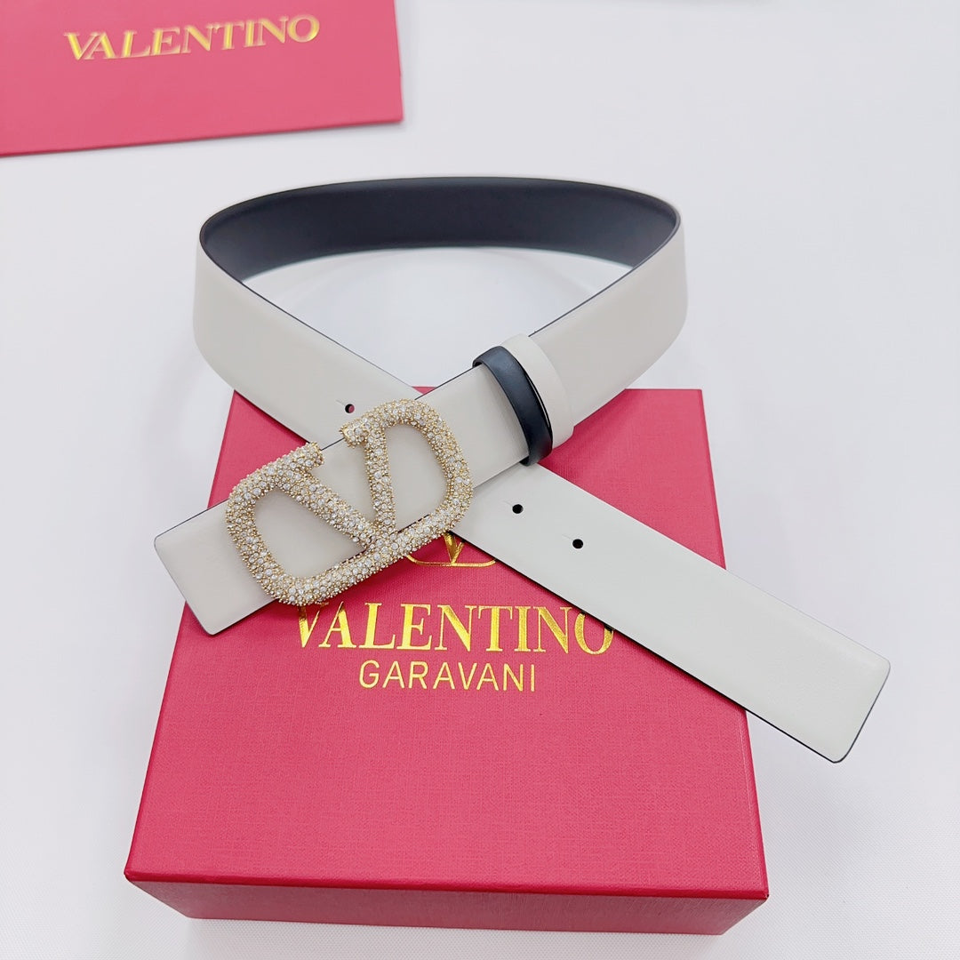 Garavani Reversible VLogo Signature Belt 40mm Light Grey Black Leather 200705