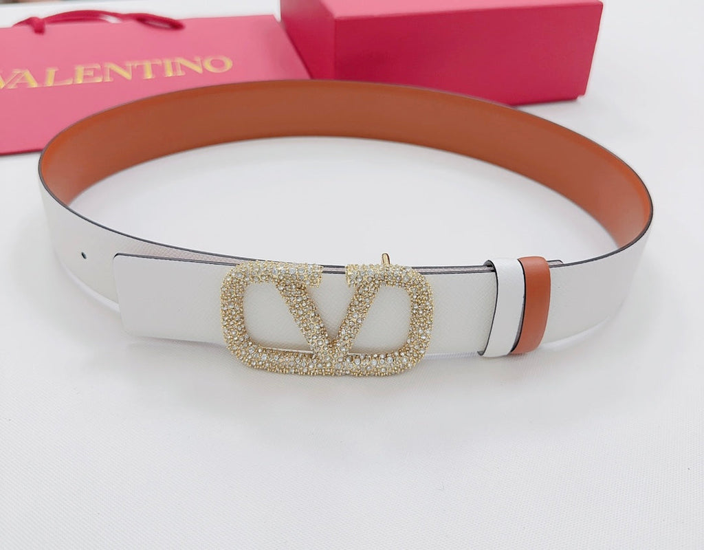 Garavani Reversible VLogo Signature Belt 40mm White Brown Leather 200706