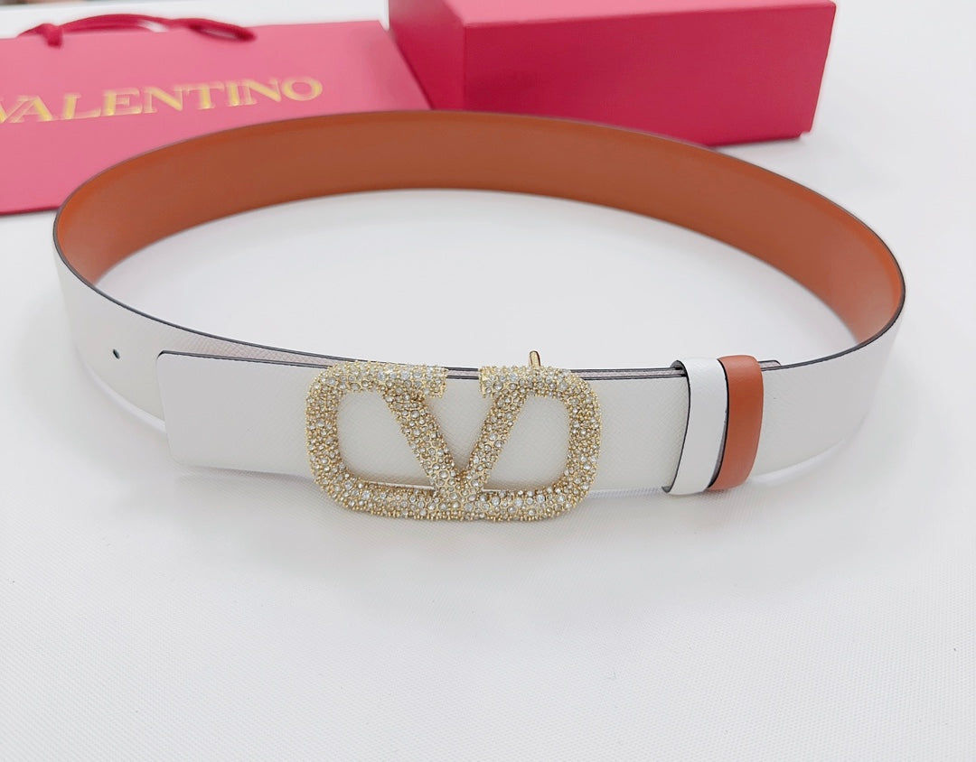 Garavani Reversible VLogo Signature Belt 40mm White Brown Leather 200706