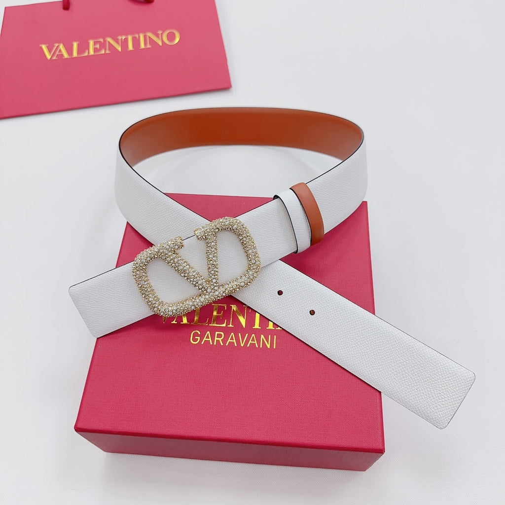 Garavani Reversible VLogo Signature Belt 40mm White Brown Leather 200706