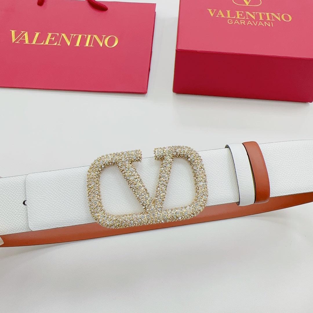 Garavani Reversible VLogo Signature Belt 40mm White Brown Leather 200706
