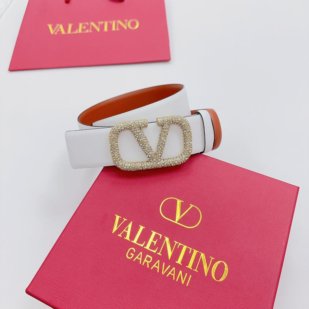 Garavani Reversible VLogo Signature Belt 40mm White Brown Leather 200706