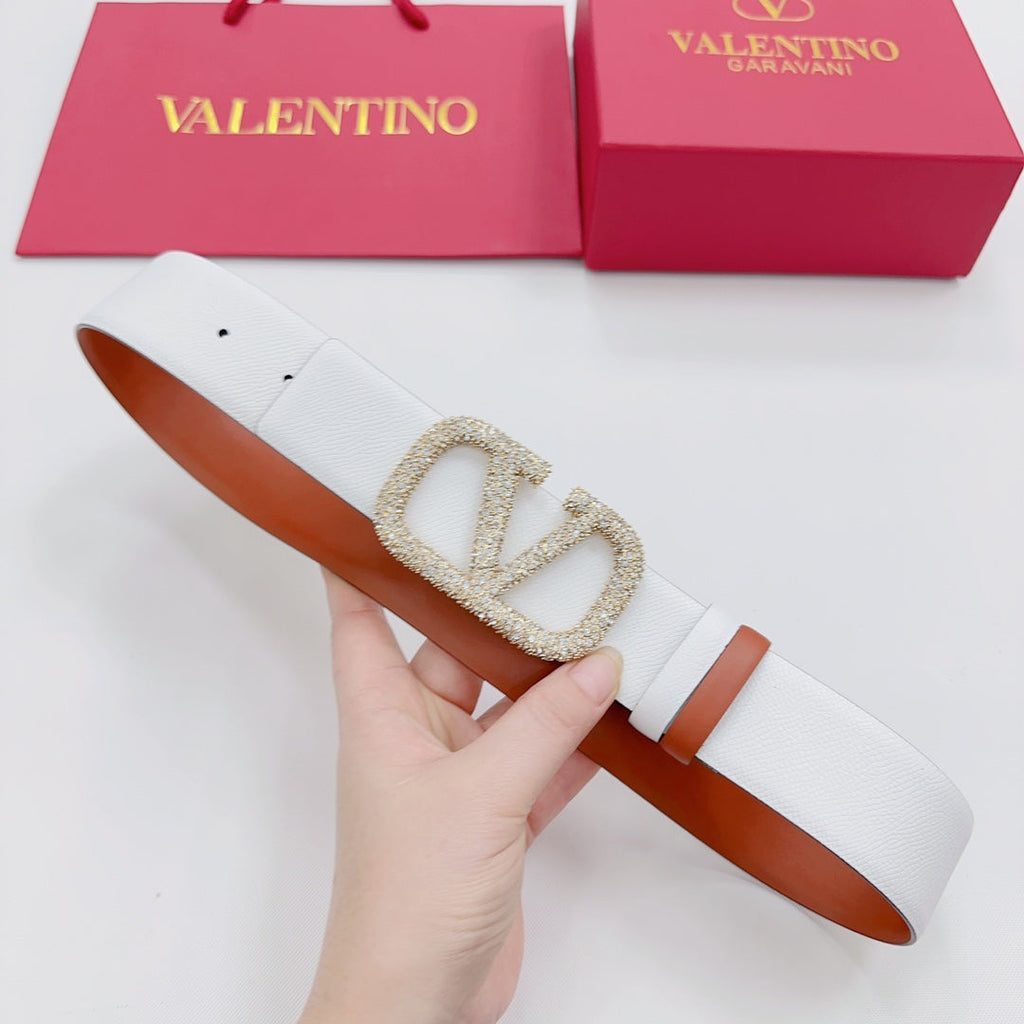 Garavani Reversible VLogo Signature Belt 40mm White Brown Leather 200706