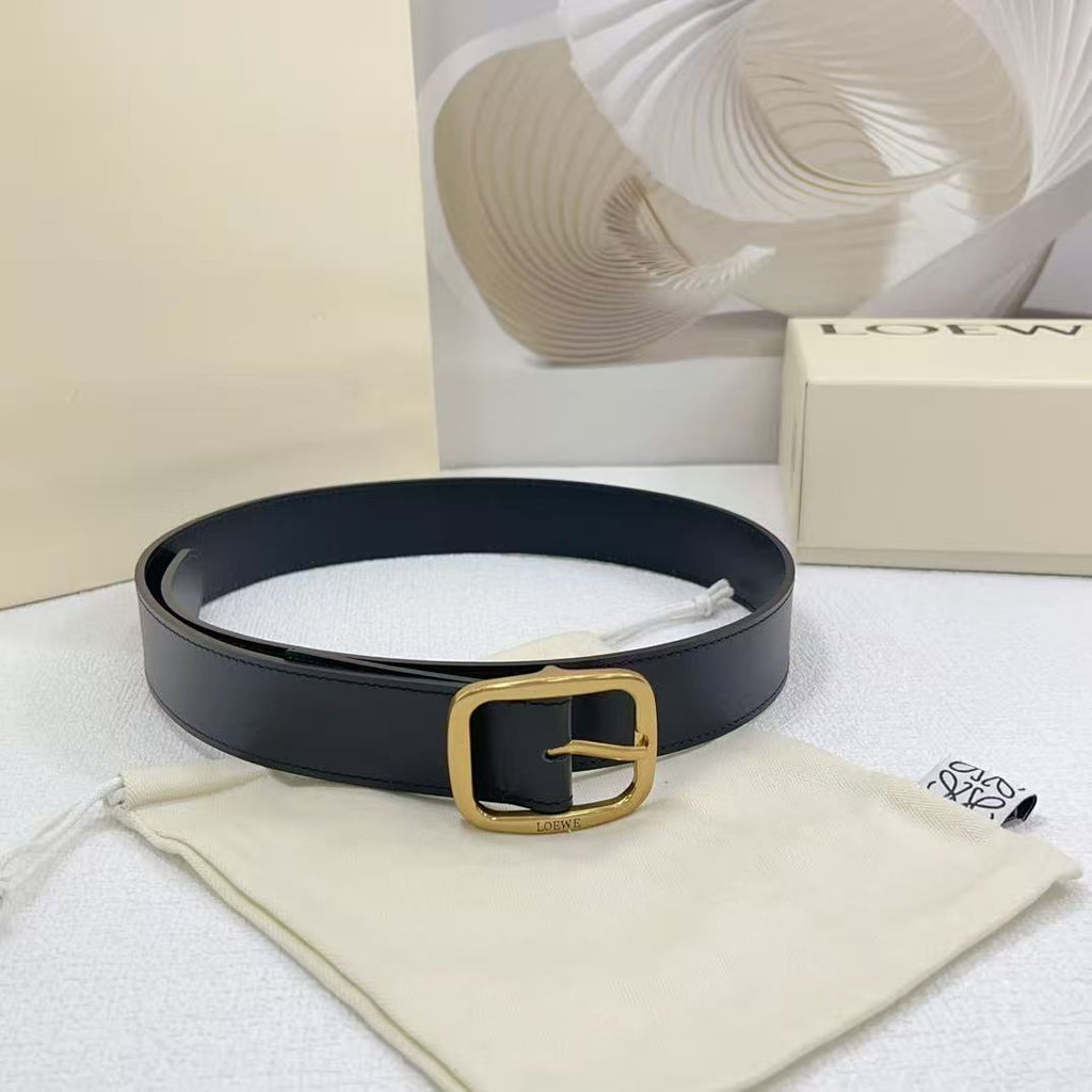 LOEWE Logo-Engraved Belt 34mm Black Leather