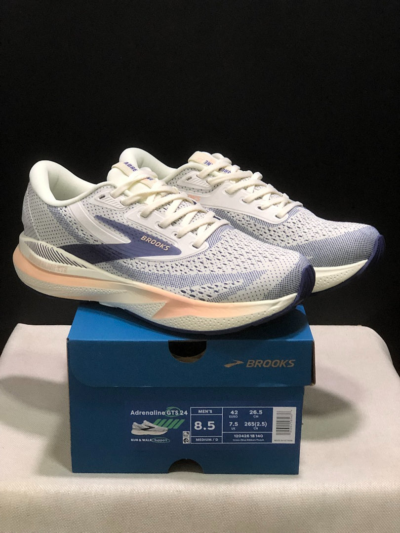 Brooks Adrenaline GTS 24 Support Road Running Shoes White Blue Peach
