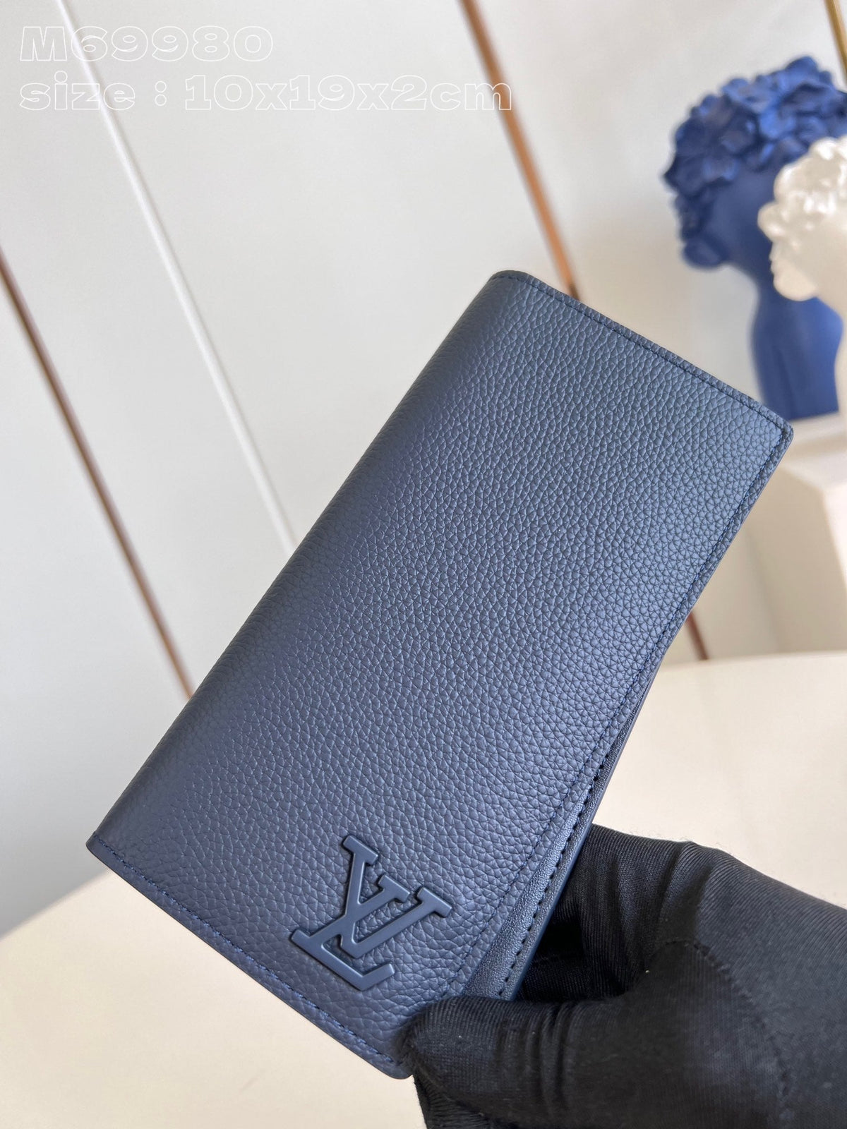 BRAZZA WALLET AEROGRAM 19CM BLUE CALFSKIN