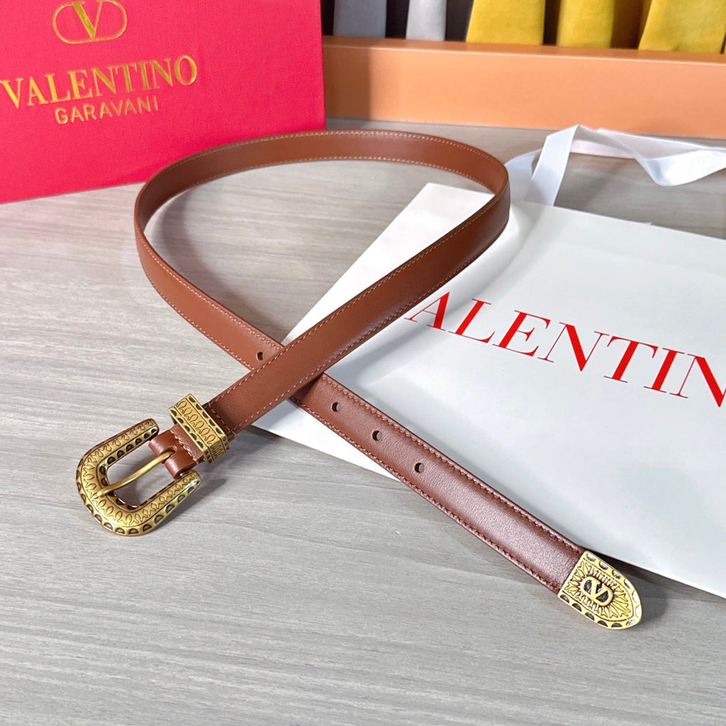 Valentino VLogo Signature Belt 2.0cm Brown Cowhide 202892
