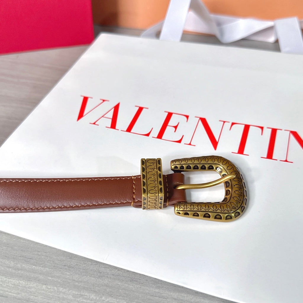 Valentino VLogo Signature Belt 2.0cm Brown Cowhide 202892