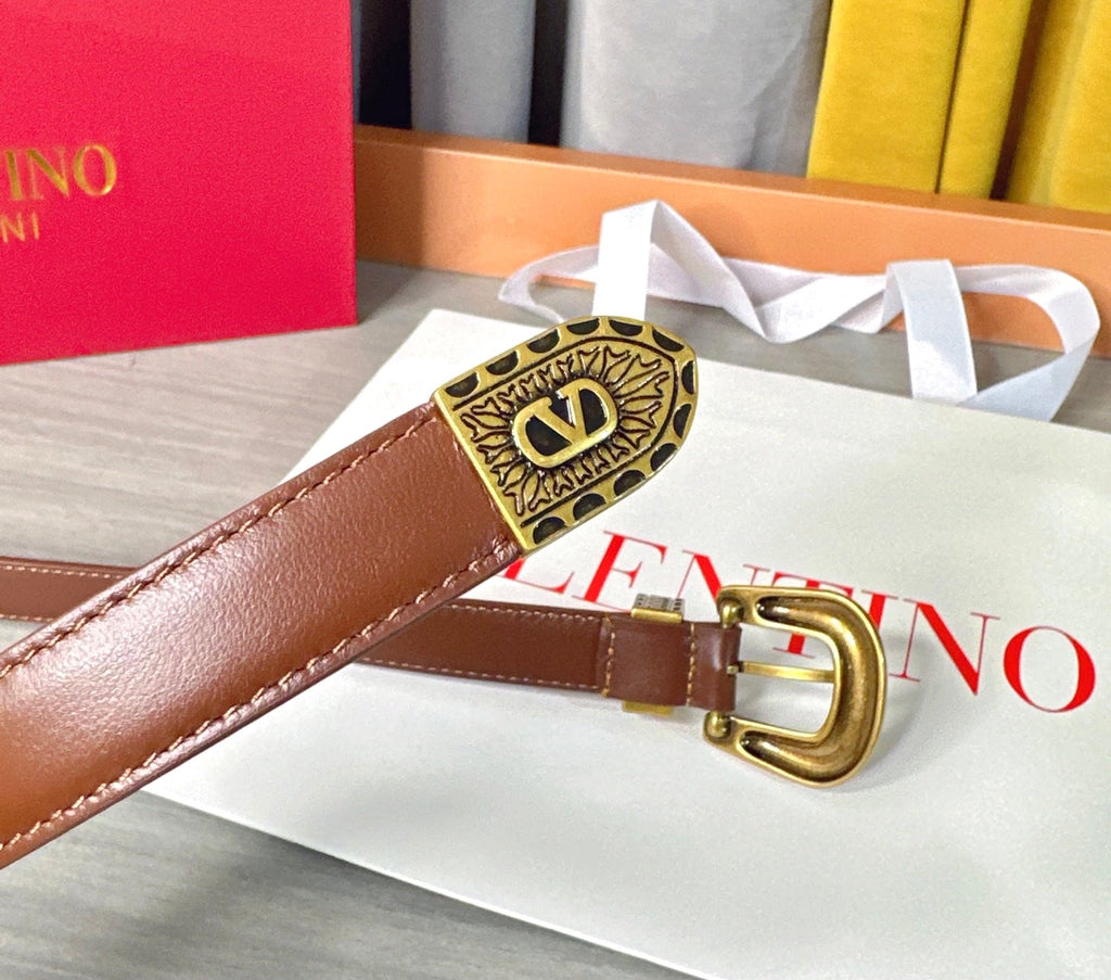 Valentino VLogo Signature Belt 2.0cm Brown Cowhide 202892