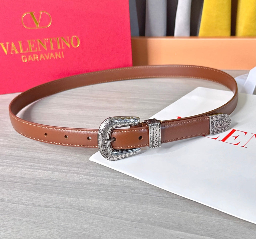 Valentino VLogo Signature Belt 2.0cm Brown Cowhide 202891