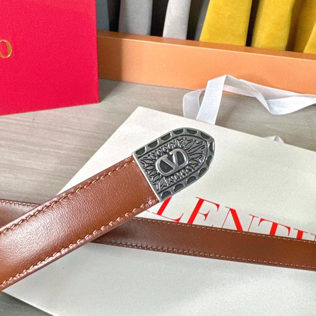Valentino VLogo Signature Belt 2.0cm Brown Cowhide 202891