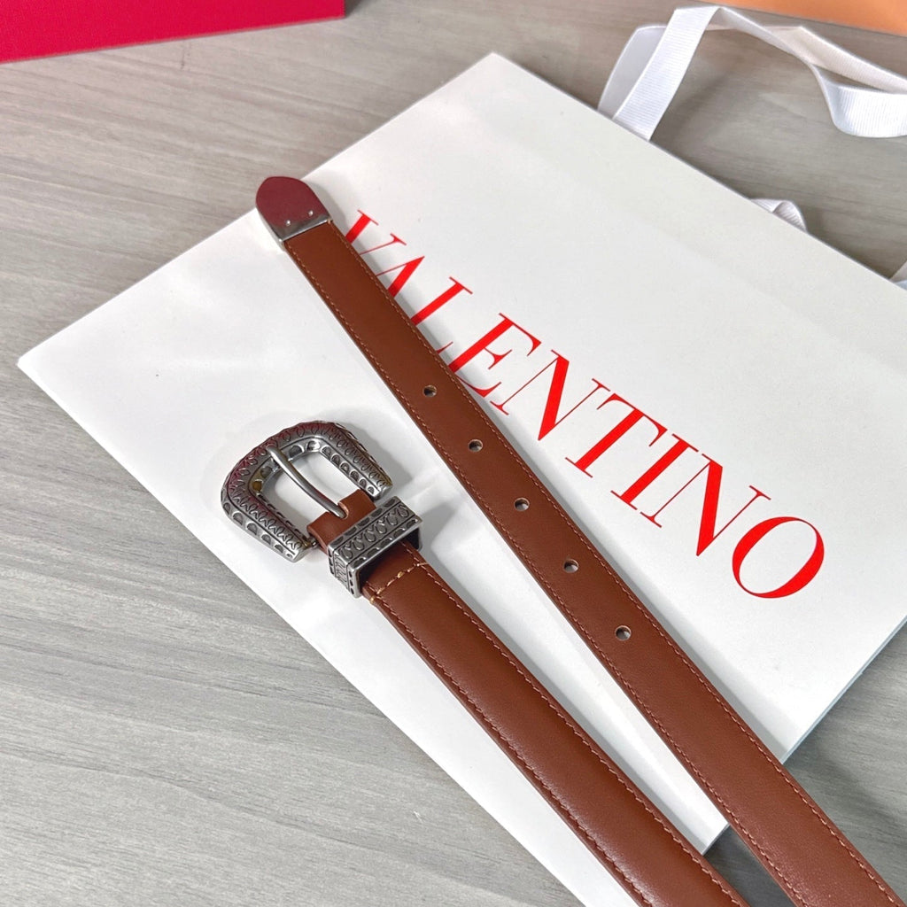 Valentino VLogo Signature Belt 2.0cm Brown Cowhide 202891