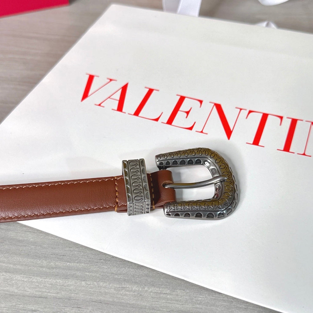 Valentino VLogo Signature Belt 2.0cm Brown Cowhide 202891