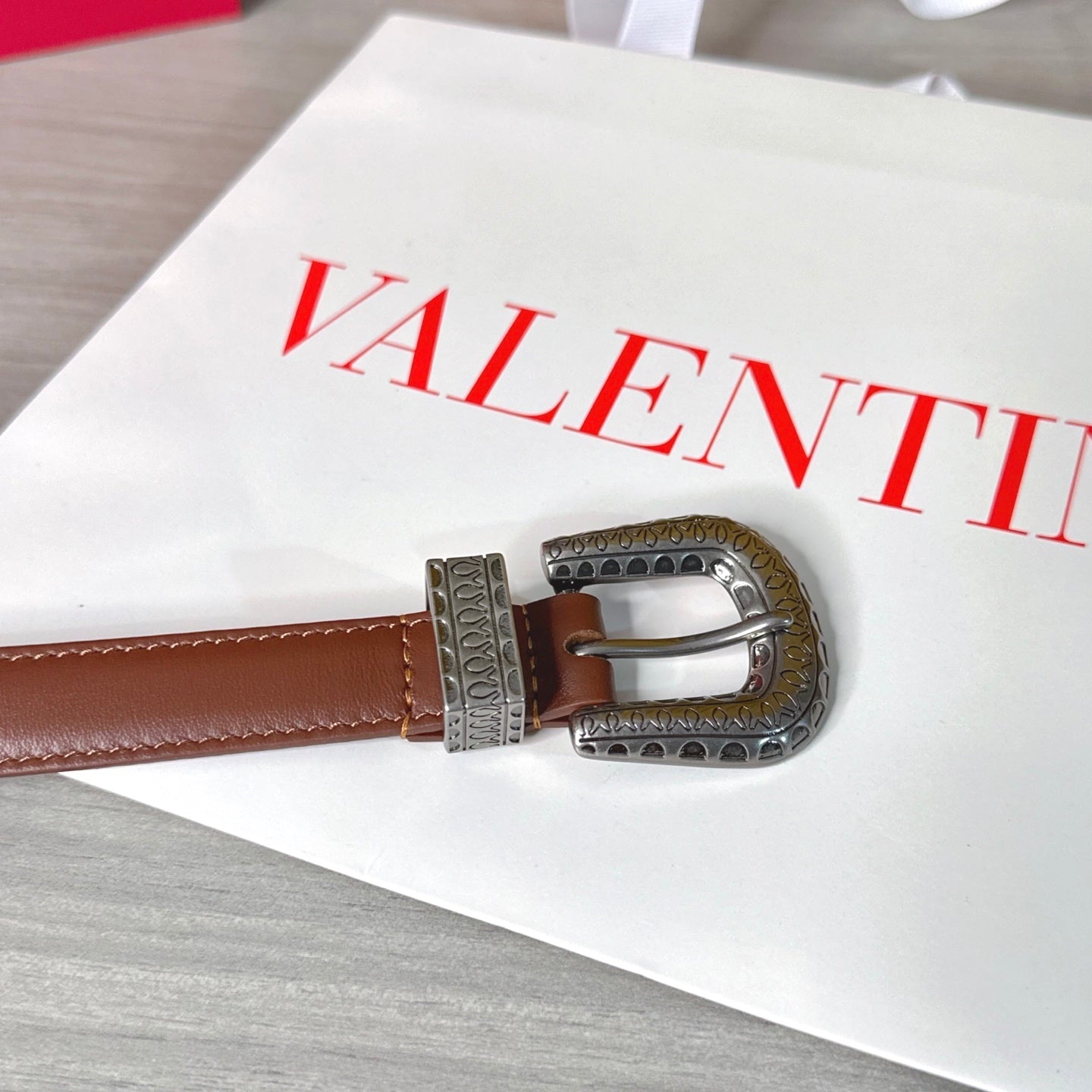 Valentino VLogo Signature Belt 2.0cm Brown Cowhide 202891