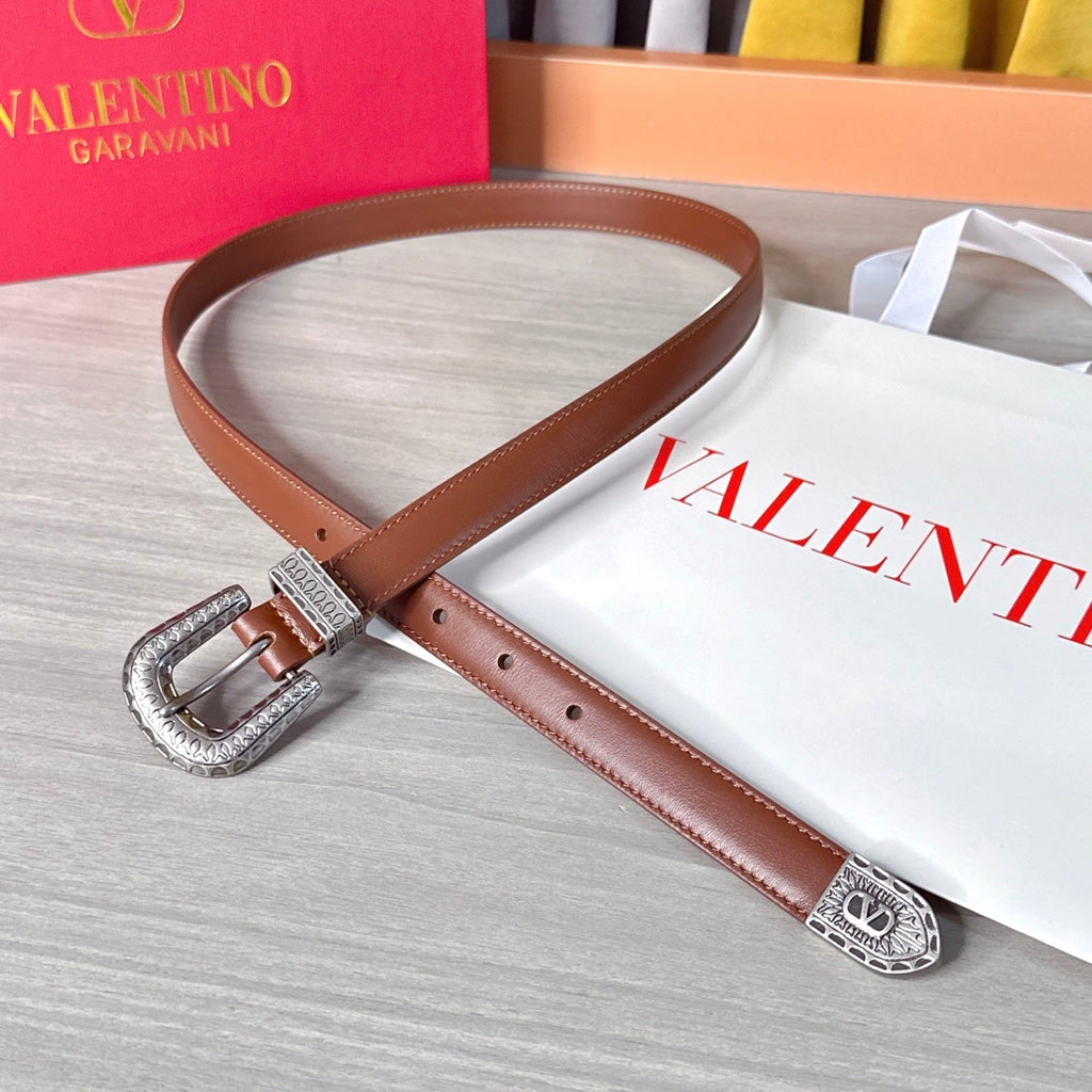 Valentino VLogo Signature Belt 2.0cm Brown Cowhide 202891