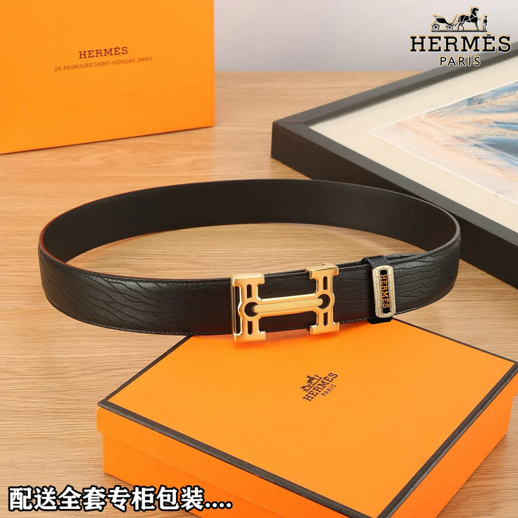 HM Constance Belt 38mm Black Togo Leather 619663