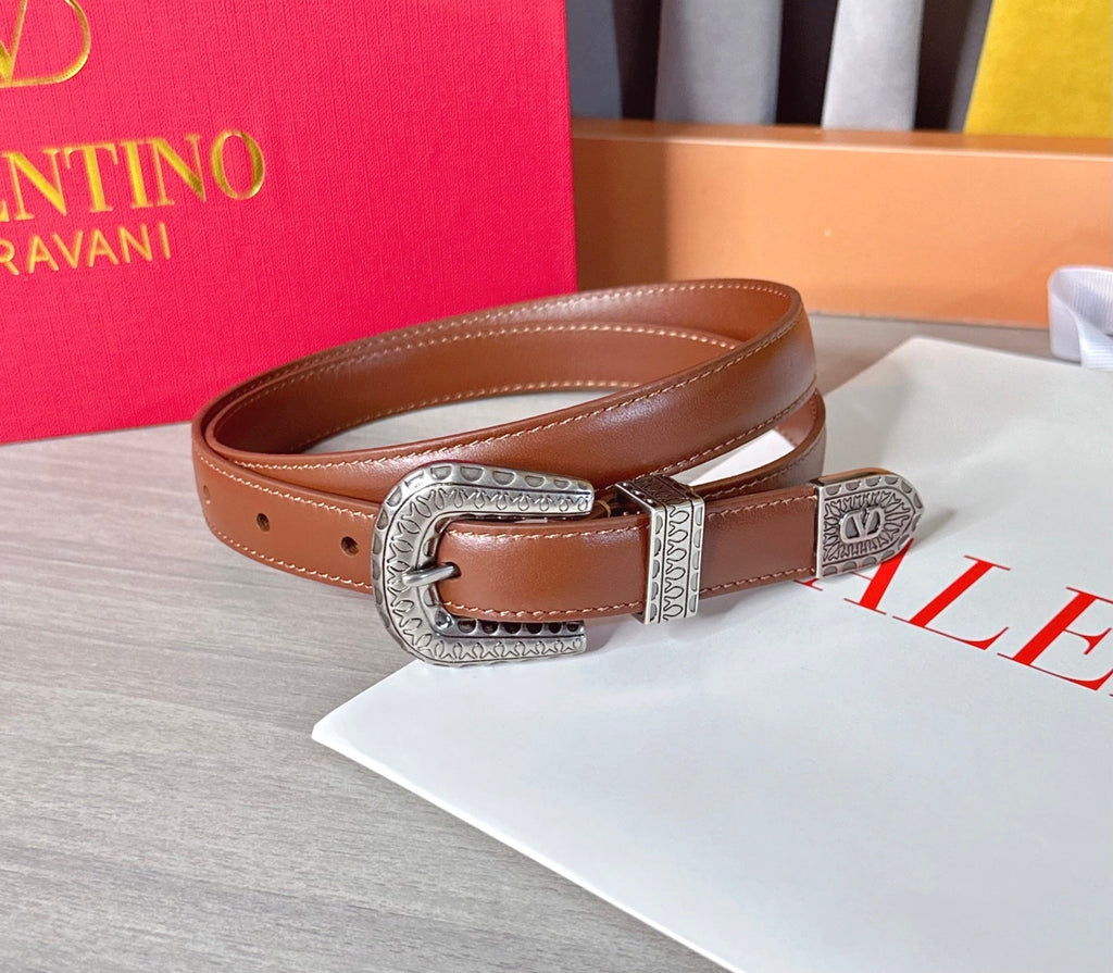 Valentino VLogo Signature Belt 2.0cm Brown Cowhide 202891