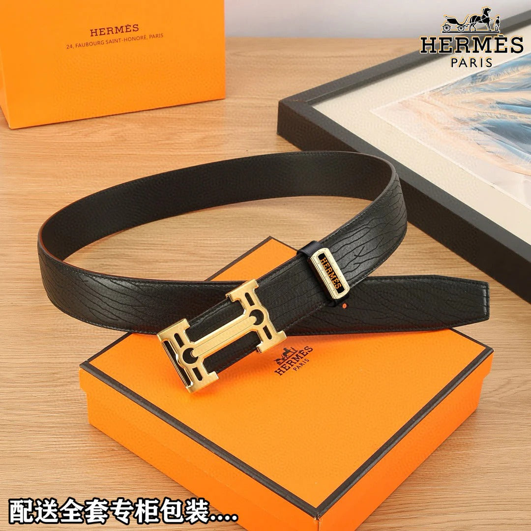 HM Constance Belt 38mm Black Togo Leather 619663