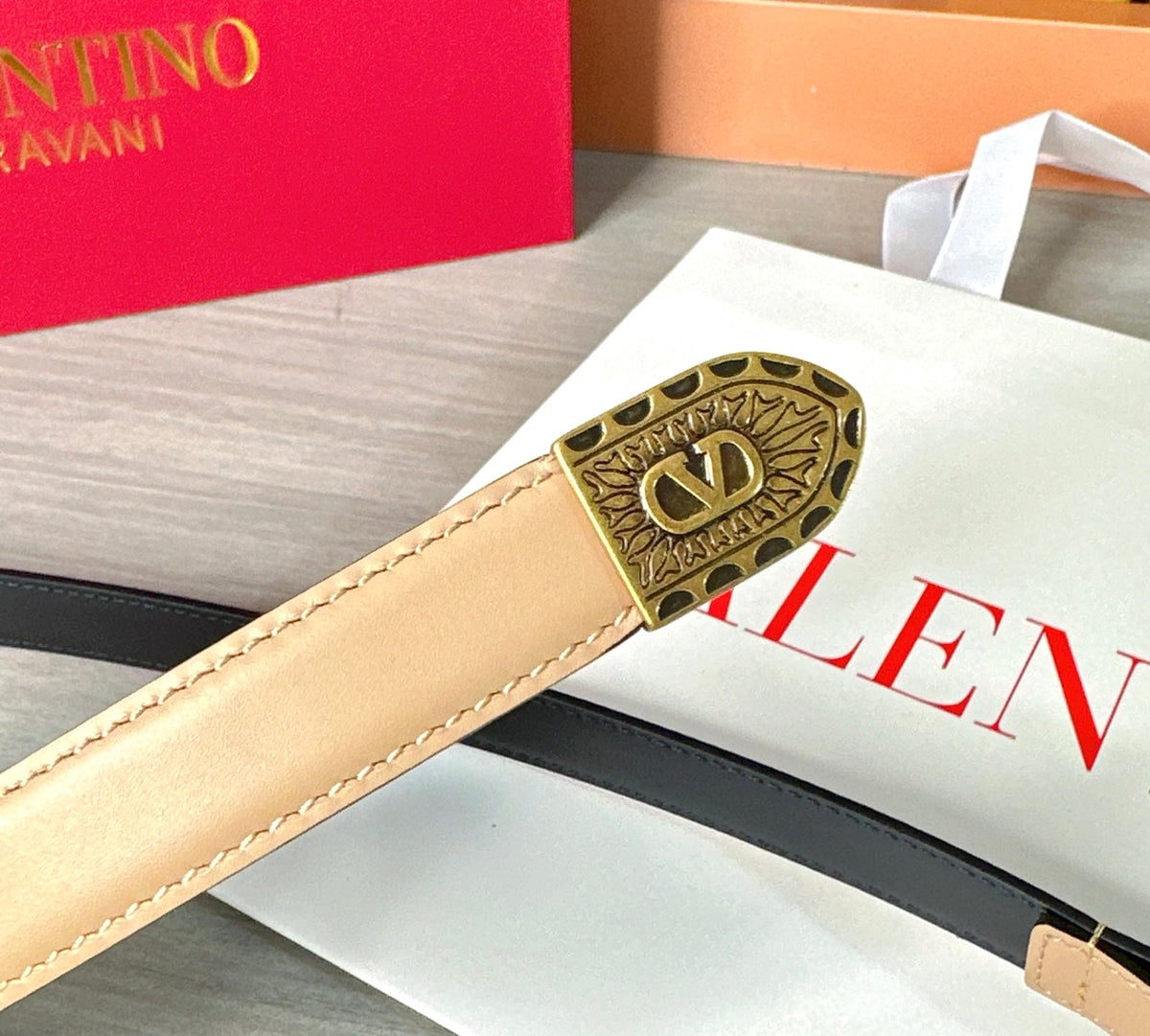 Valentino VLogo Signature Belt 2.0cm Beige Cowhide 202890