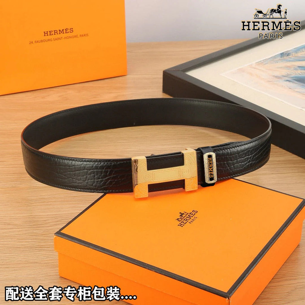 HM Constance Belt 38mm Black Togo Leather 619664