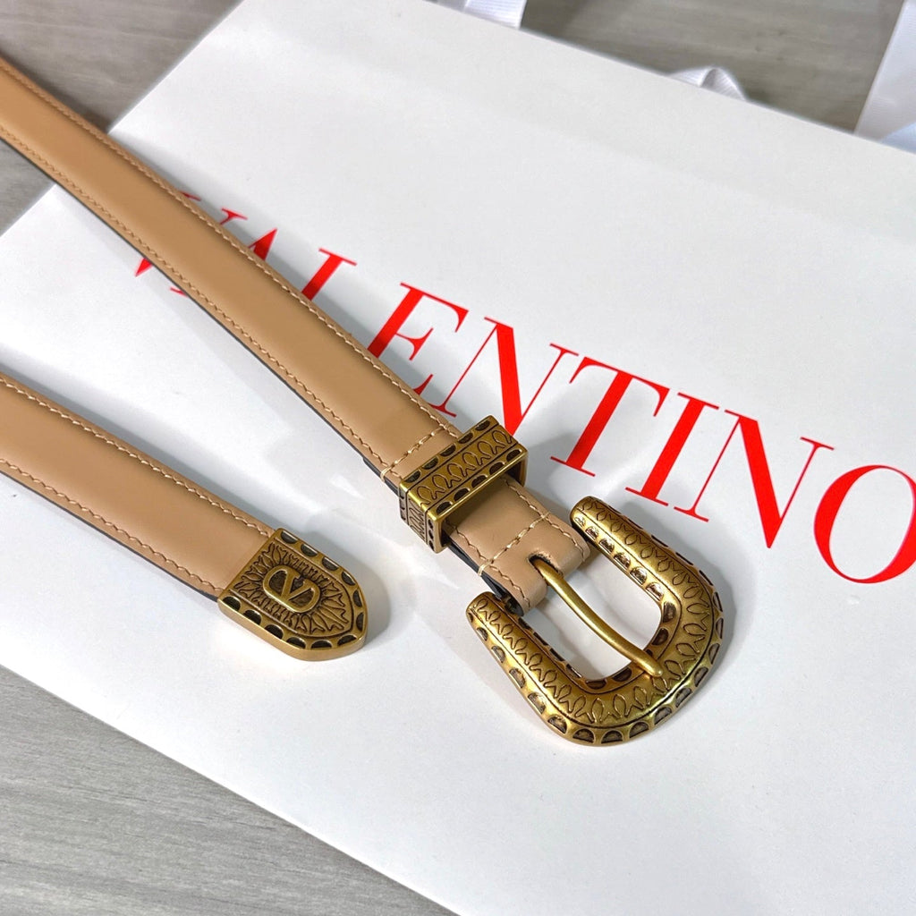 Valentino VLogo Signature Belt 2.0cm Beige Cowhide 202890