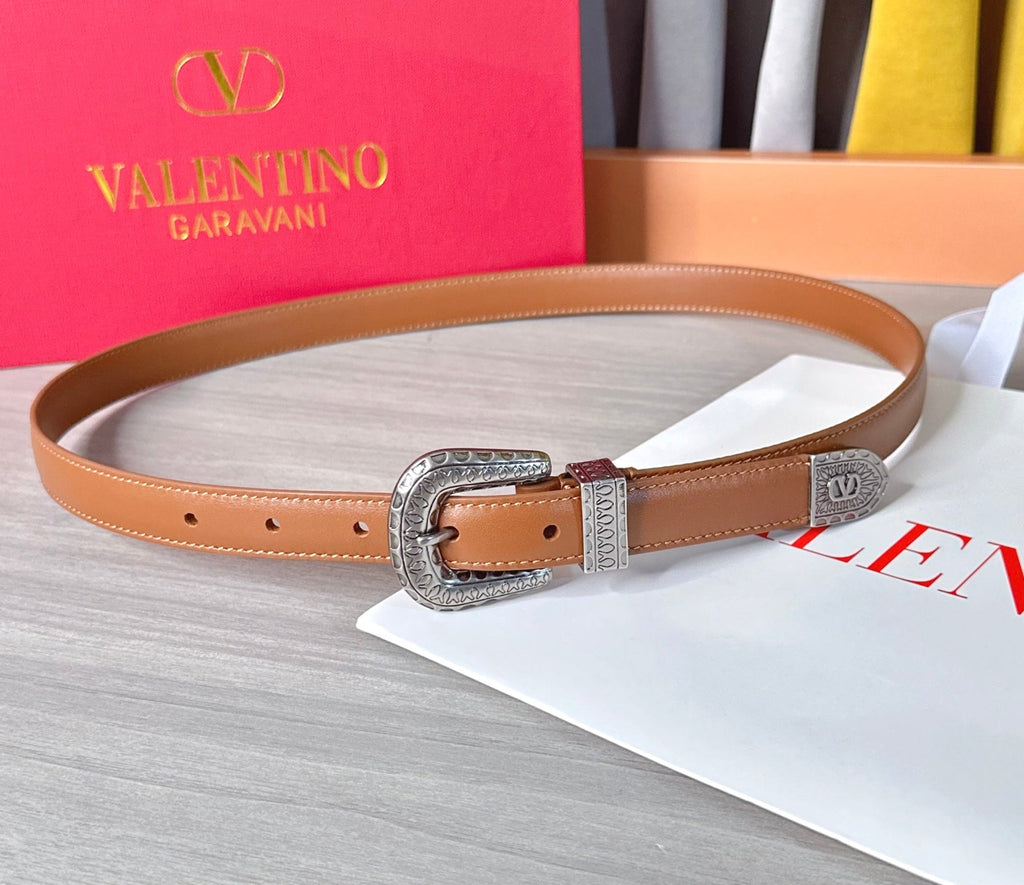 Valentino VLogo Signature Belt 2.0cm Tan Brown Cowhide 202889