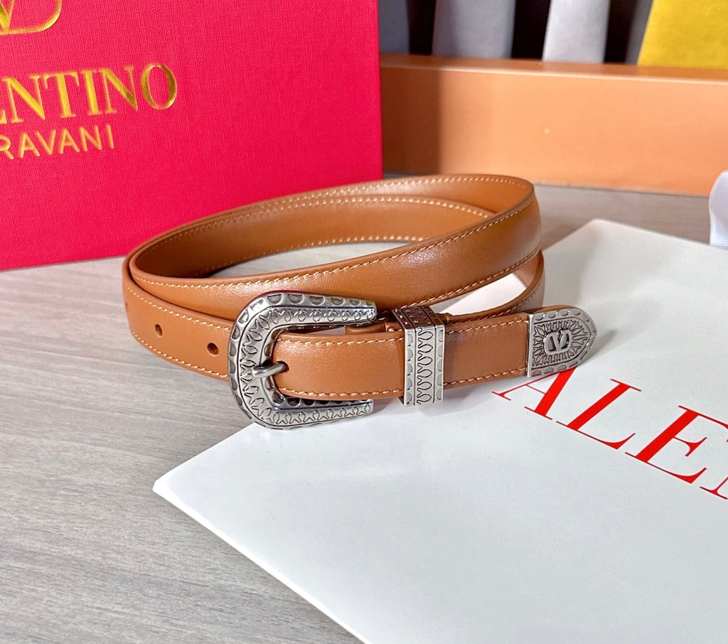 Valentino VLogo Signature Belt 2.0cm Tan Brown Cowhide 202889