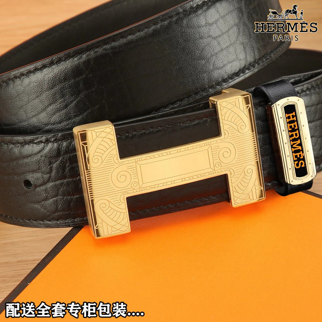 HM Constance Belt 38mm Black Togo Leather 619664