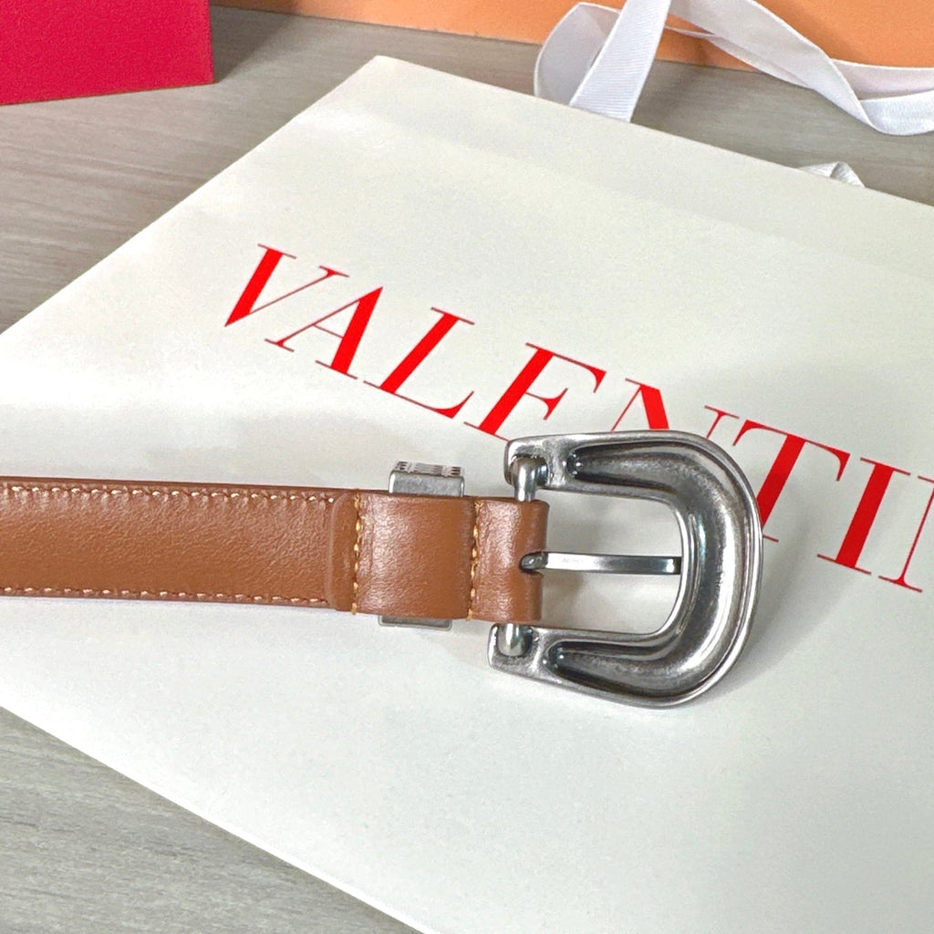 Valentino VLogo Signature Belt 2.0cm Tan Brown Cowhide 202889