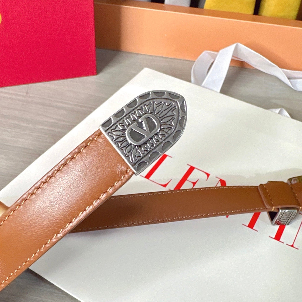 Valentino VLogo Signature Belt 2.0cm Tan Brown Cowhide 202889