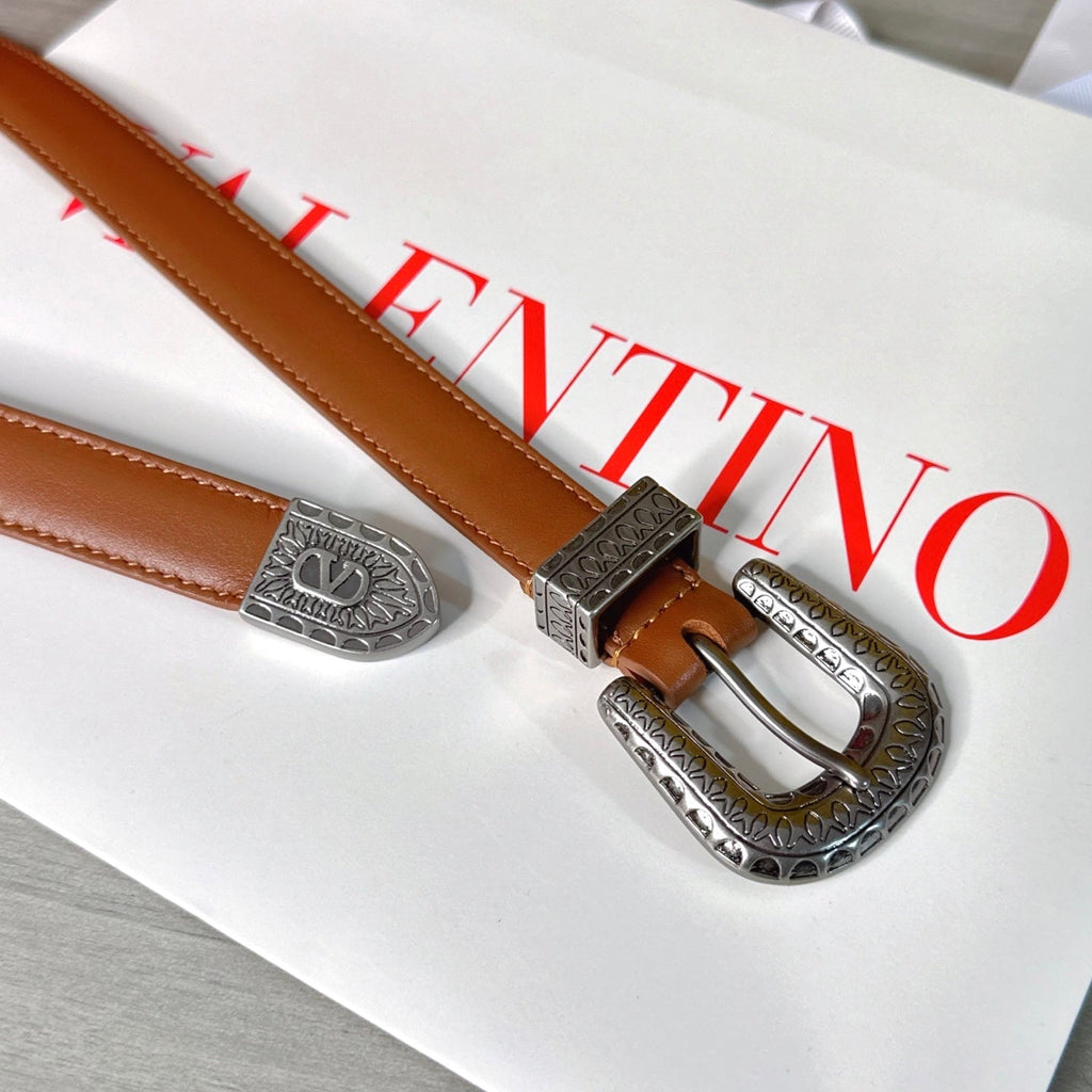 Valentino VLogo Signature Belt 2.0cm Tan Brown Cowhide 202889