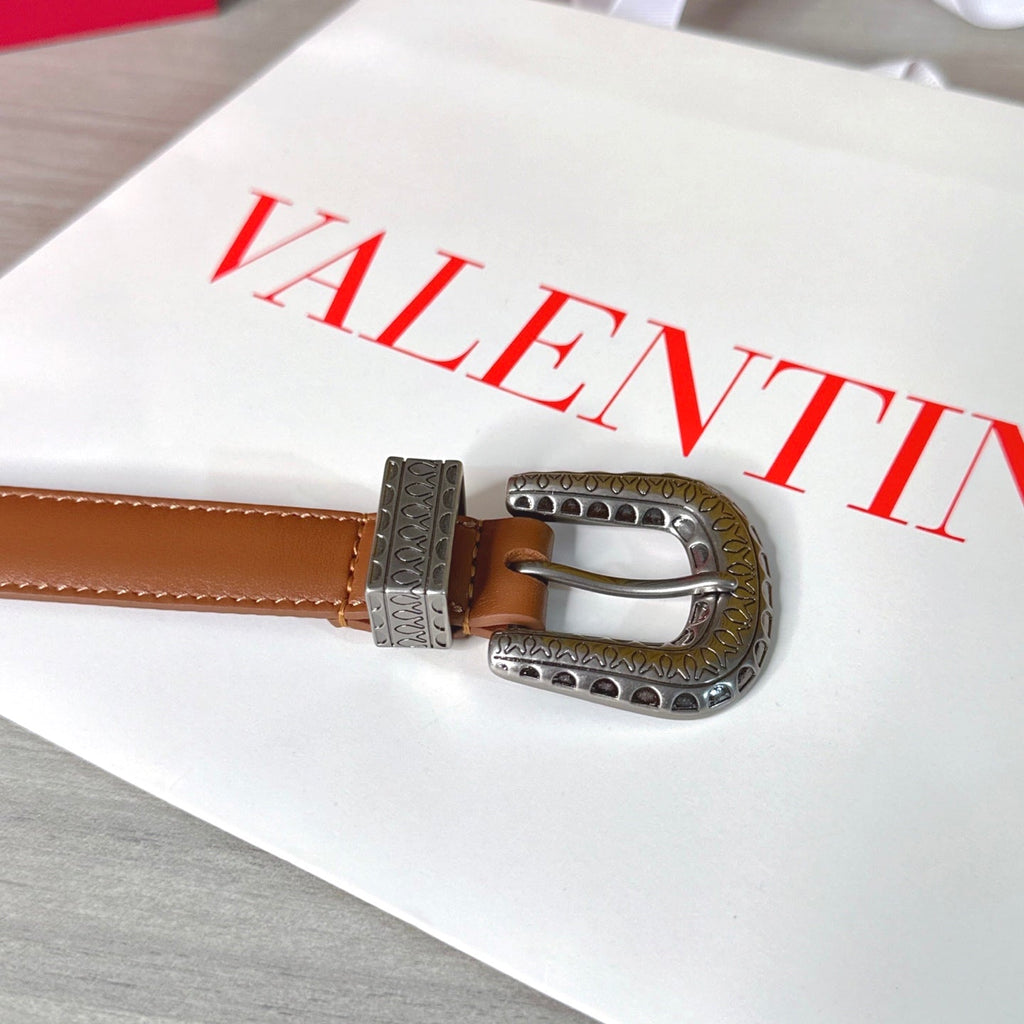 Valentino VLogo Signature Belt 2.0cm Tan Brown Cowhide 202889