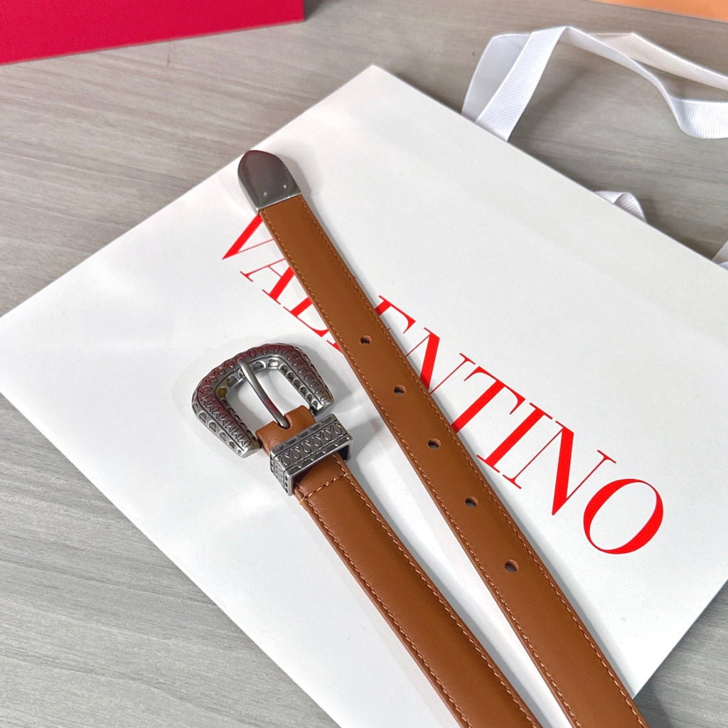 Valentino VLogo Signature Belt 2.0cm Tan Brown Cowhide 202889