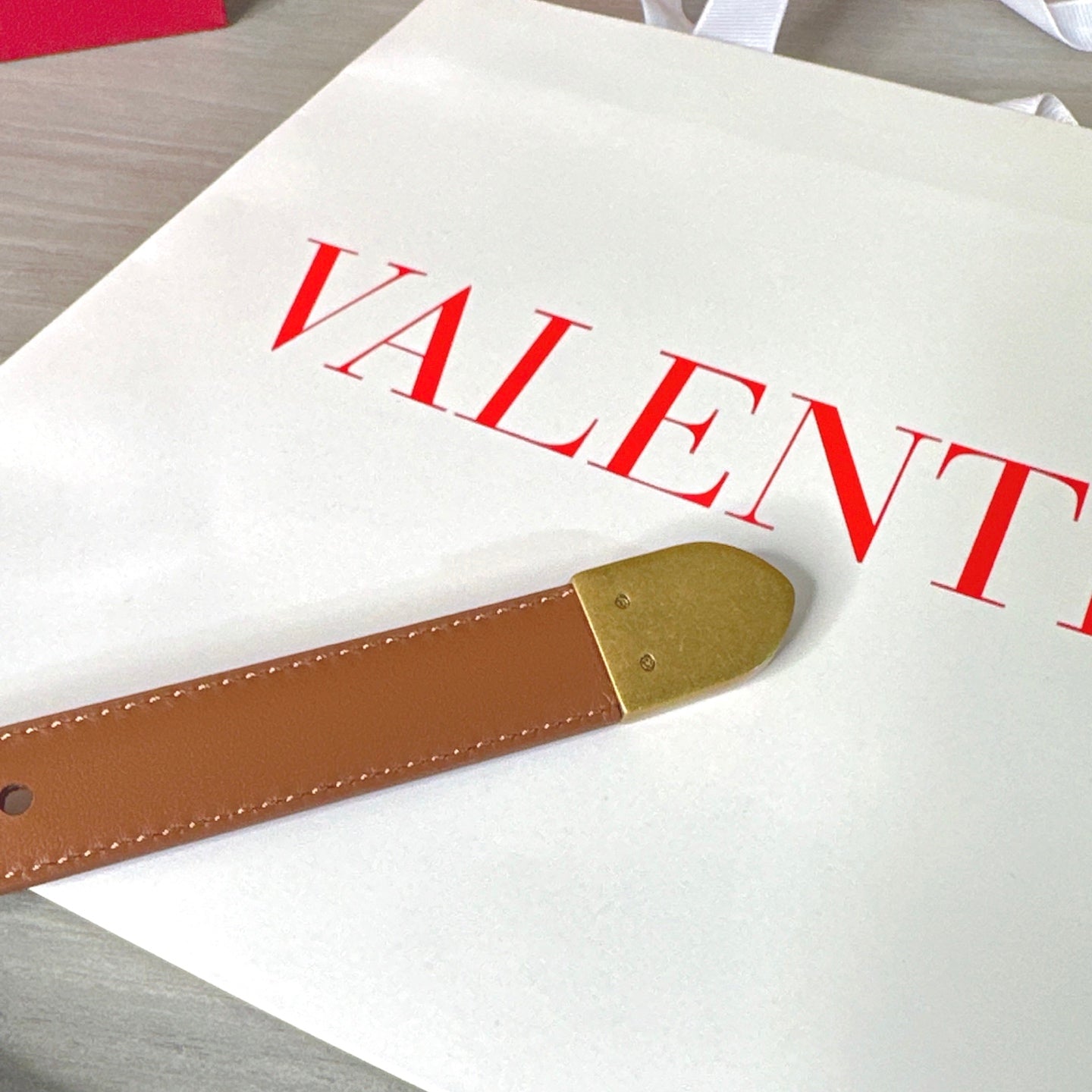 Valentino VLogo Signature Belt 2.0cm Tan Brown Cowhide 202889