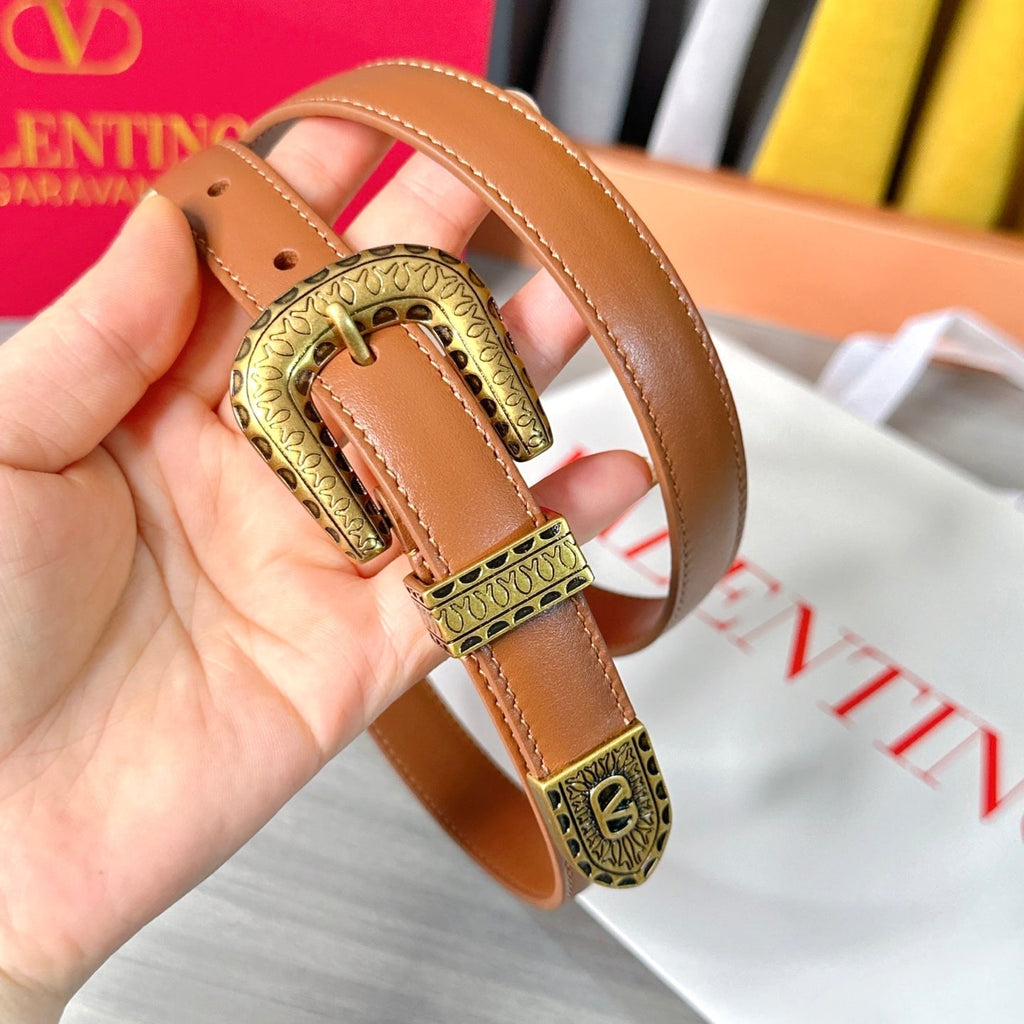 Valentino VLogo Signature Belt 2.0cm Tan Brown Cowhide 202889