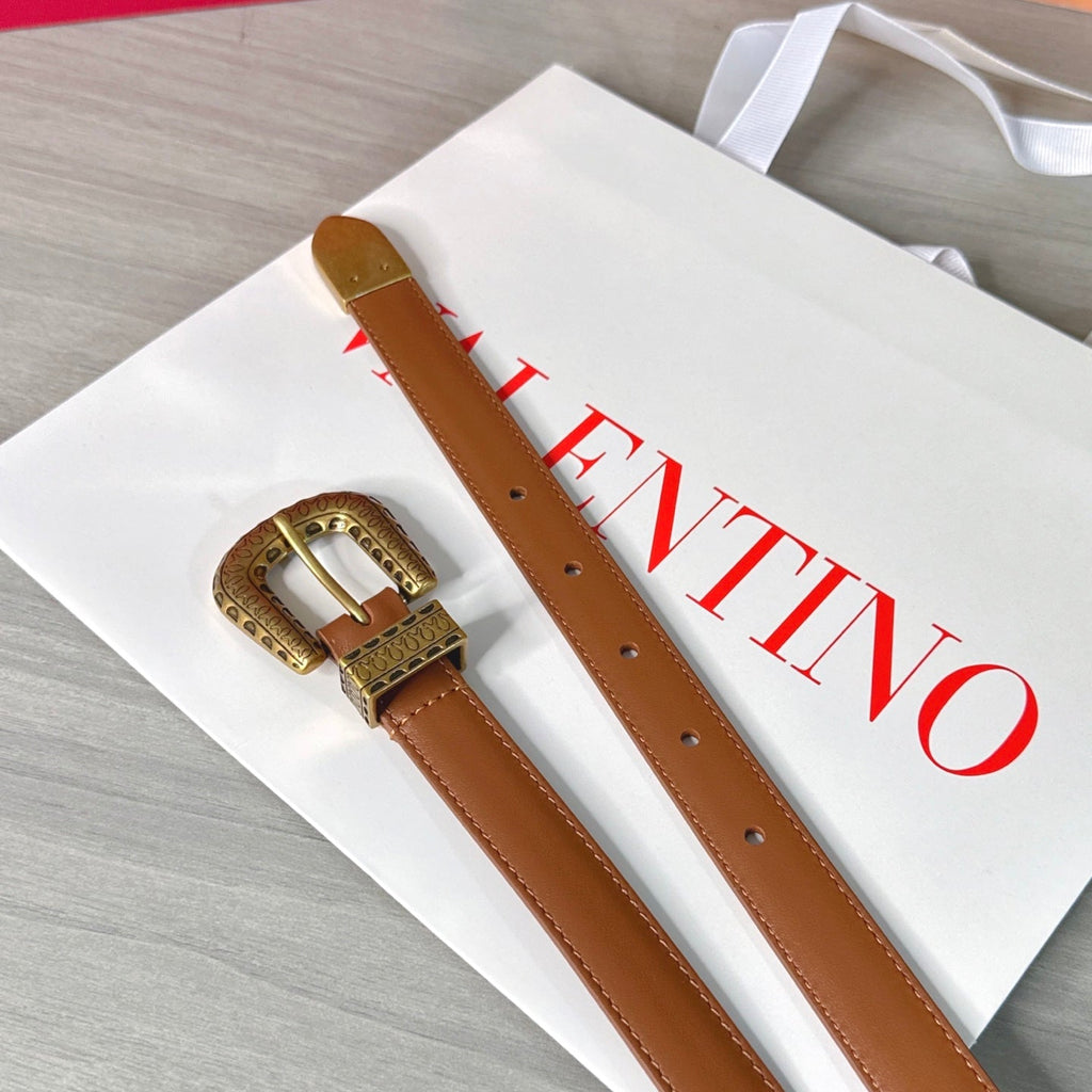 Valentino VLogo Signature Belt 2.0cm Tan Brown Cowhide 202889