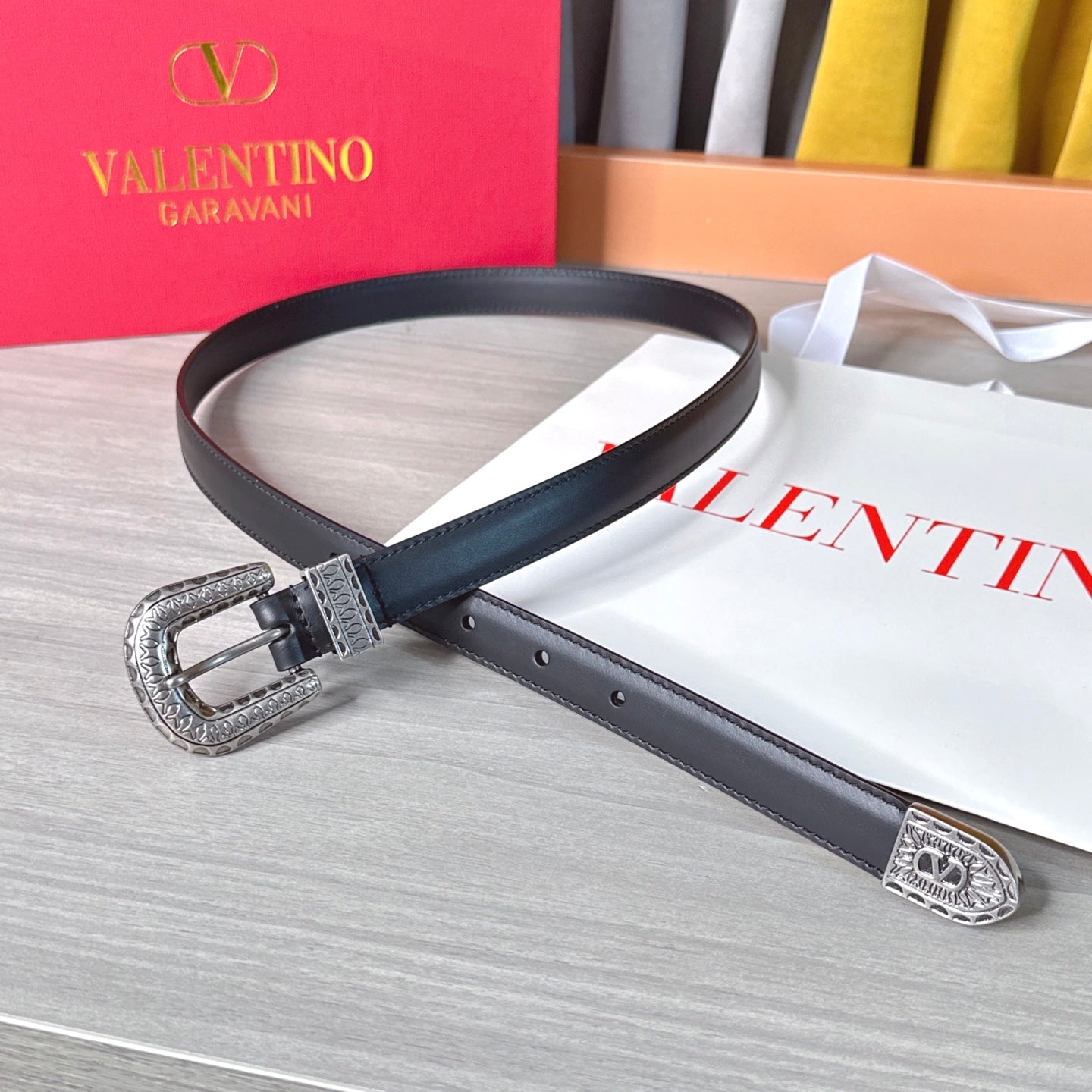 Valentino VLogo Signature Belt 2.0cm Black Cowhide 202887