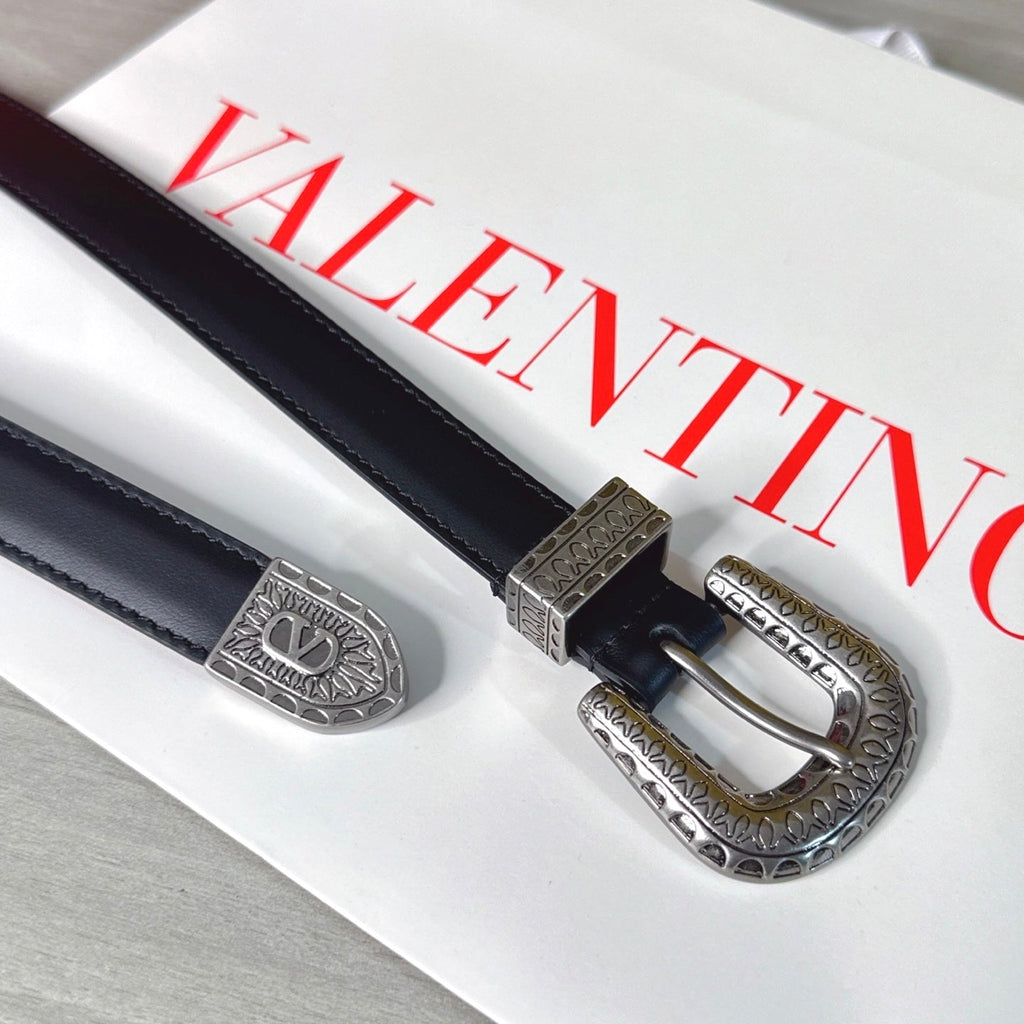 Valentino VLogo Signature Belt 2.0cm Black Cowhide 202887