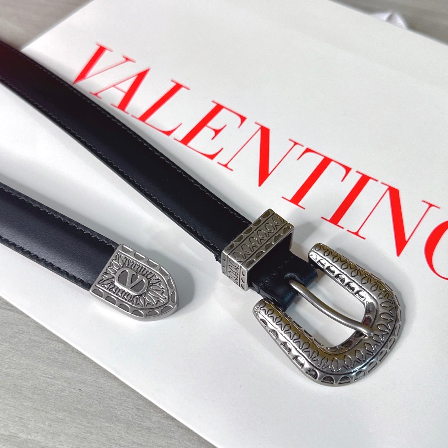 Valentino VLogo Signature Belt 2.0cm Black Cowhide 202887