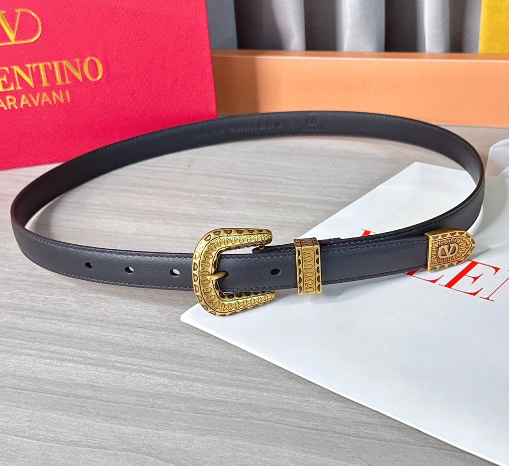 Valentino VLogo Signature Belt 2.0cm Black Cowhide 202886