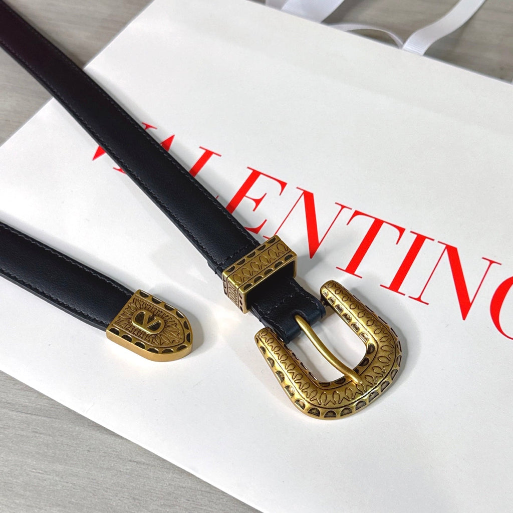 Valentino VLogo Signature Belt 2.0cm Black Cowhide 202886