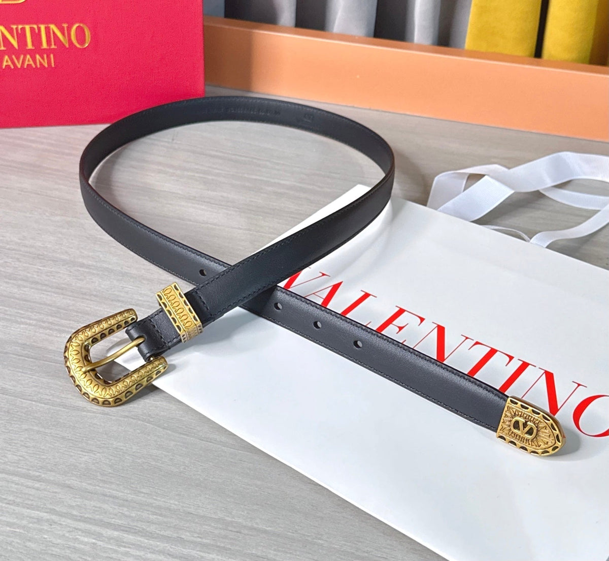 Valentino VLogo Signature Belt 2.0cm Black Cowhide 202886