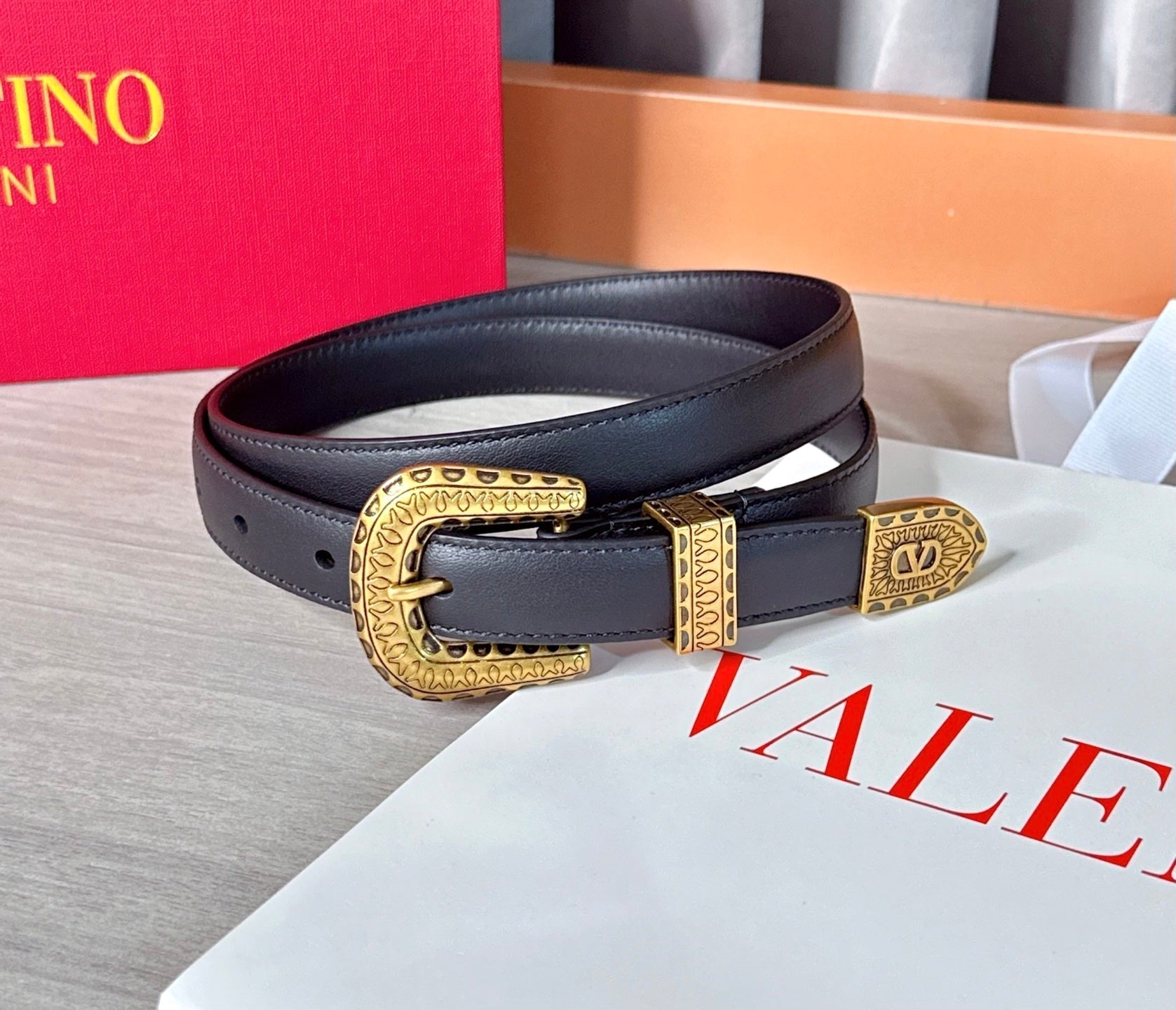 Valentino VLogo Signature Belt 2.0cm Black Cowhide 202886