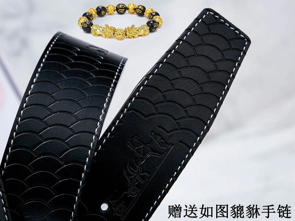 HM Constance Belt 38mm Black Brown Cowhide Sliver Buckle 619894