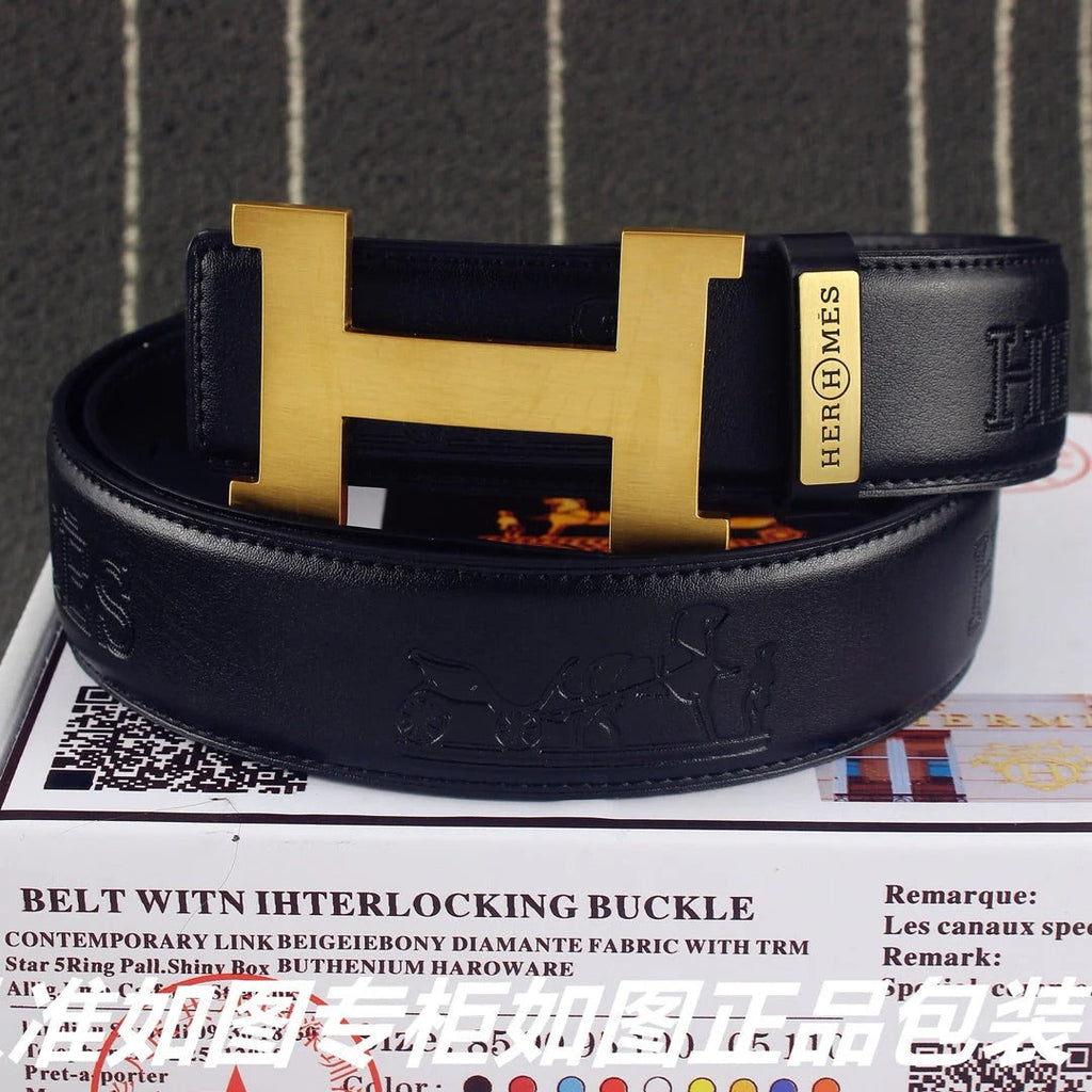 HM Constance Belt 38mm Black Calfskin Gold  Buckle 619961