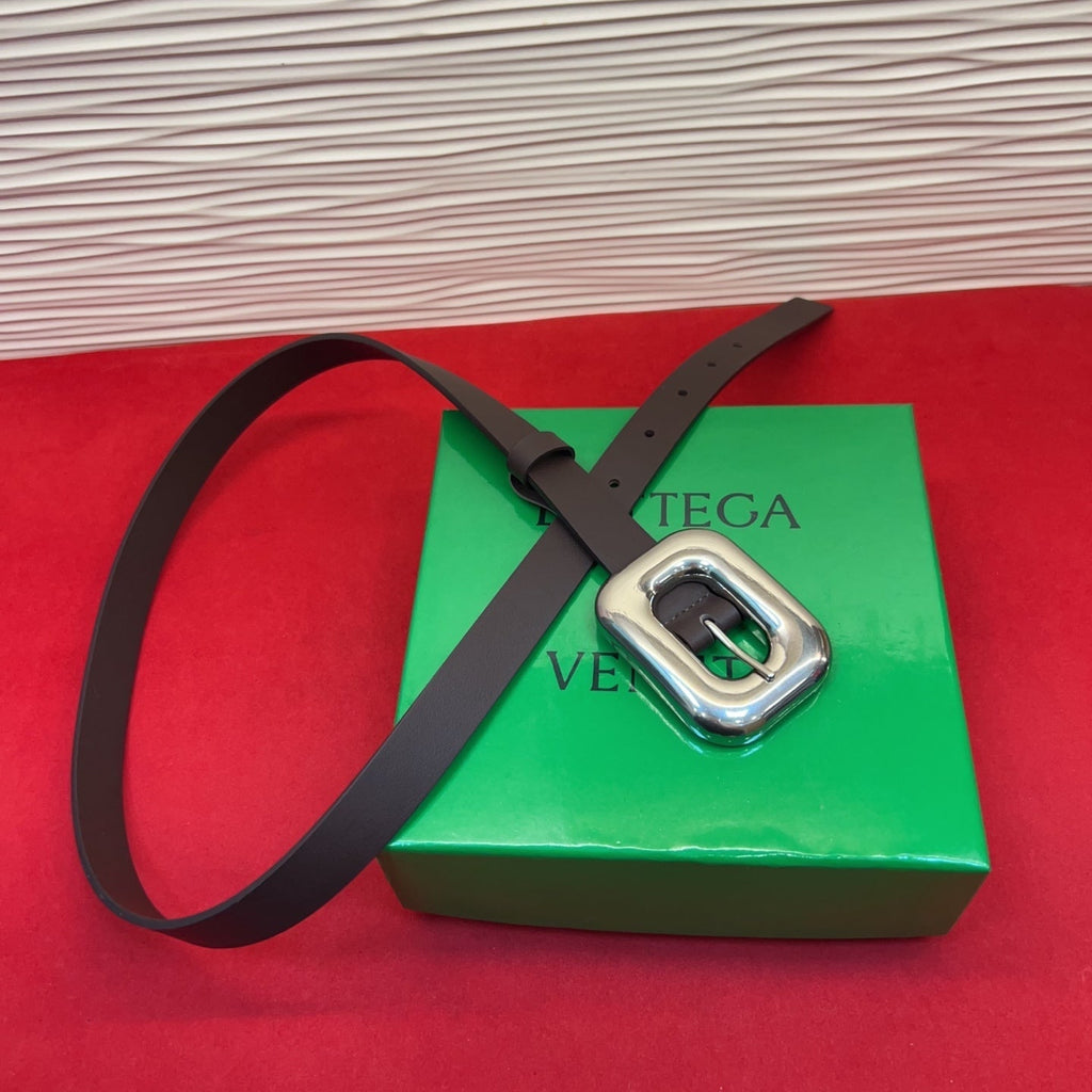BV Chain Link Belt 2cm Coffee Sliver Grain Cowhide 202800