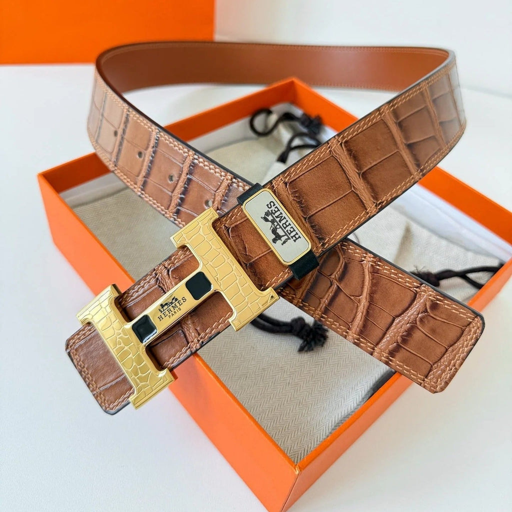 HM Constance Belt 38mm Brown Cowhide Gold Buckle 620049