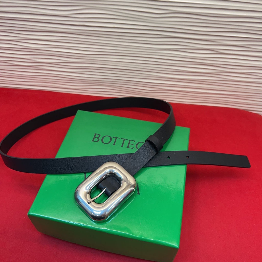 BV Chain Link Belt 2cm Black Sliver Grain Cowhide 202798